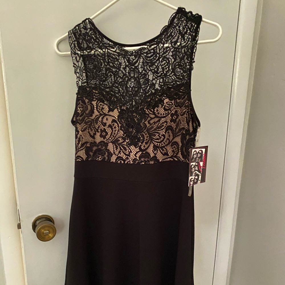 Black lace top dress